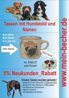 Tasse mit Namen, Namenstasse, Becher mit Namen und Hunderassebild - Jack Russel