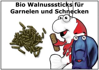 100g Bio Walnusssticks Futter für Garnelen, Krebse und Schnecken