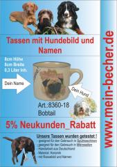 Tasse mit Namen, Namenstasse, Becher mit Namen und Hunderassebild - Bobtail