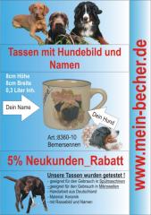 Tasse mit Namen, Namenstasse, Becher mit Namen und Hunderassebild - Bernersennen