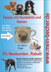 Tasse mit Namen, Namenstasse, Becher mit Namen und Hunderassebild - Dogge