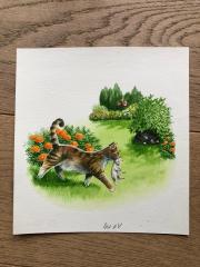 Original kleines Bild Katzen, handgemalt